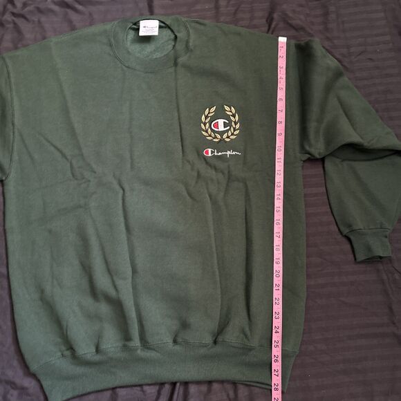 Vintage Champion Pullover Sweater Dark Green Logo Reverse Weave 80s Size X LARGE - Picture 7 of 10